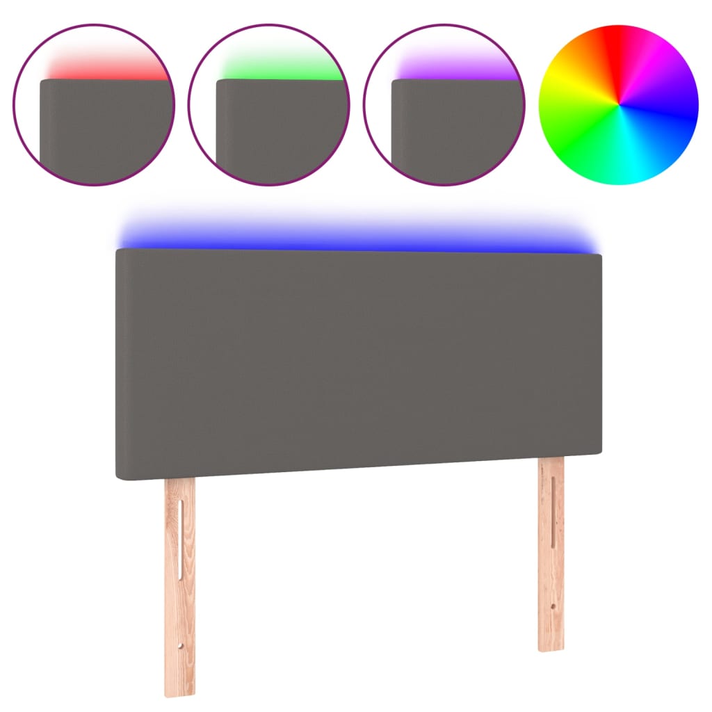 Tăblie de pat cu LED, gri, 80x5x78/88 cm, piele ecologică GartenMobel Dekor