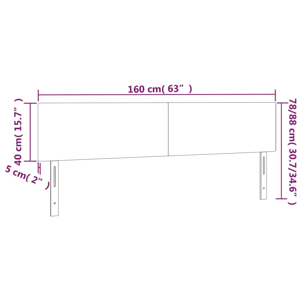Tăblie de pat cu LED, roz, 160x5x78/88 cm, catifea GartenMobel Dekor