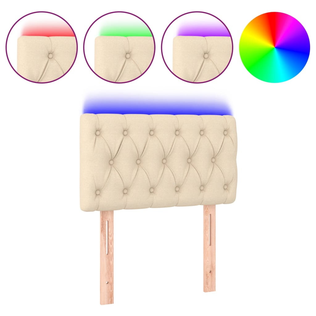 Tăblie de pat cu LED, crem, 80x7x78/88 cm, textil GartenMobel Dekor