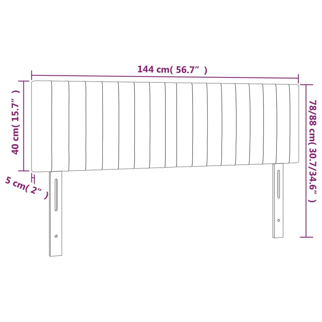 Tăblie de pat cu LED, gri deschis, 144x5x78/88 cm, catifea GartenMobel Dekor