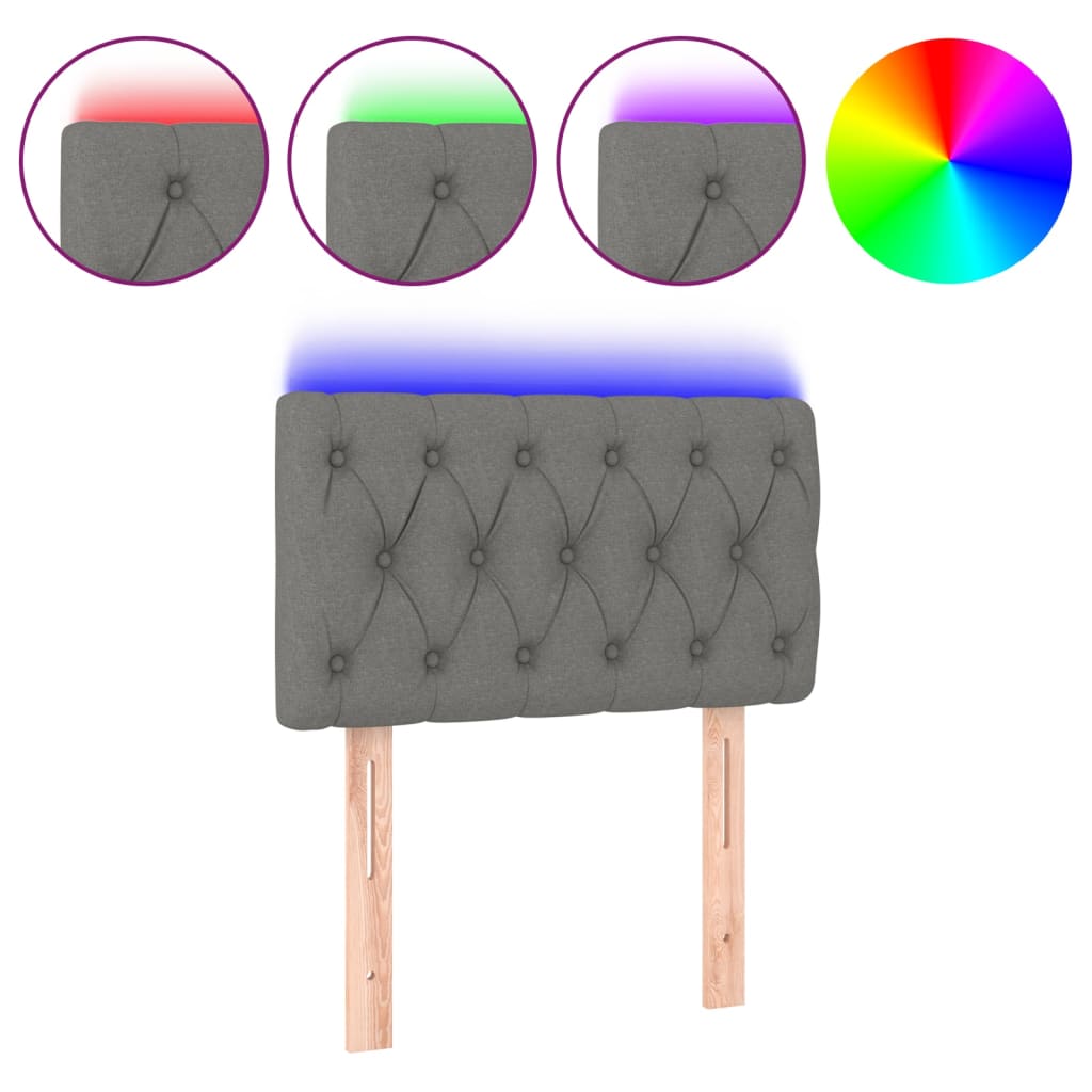 Tăblie de pat cu LED, gri deschis, 80x7x78/88 cm, textil GartenMobel Dekor