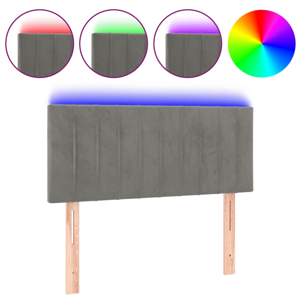 Tăblie de pat cu LED, gri deschis, 90x5x78/88 cm, catifea GartenMobel Dekor