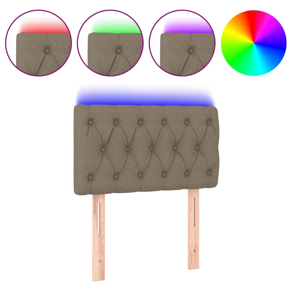 Tăblie de pat cu LED, gri taupe, 80x7x78/88 cm, textil GartenMobel Dekor