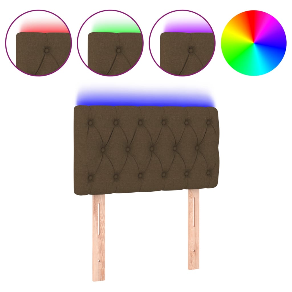 Tăblie de pat cu LED, maro închis, 80x7x78/88 cm, textil GartenMobel Dekor