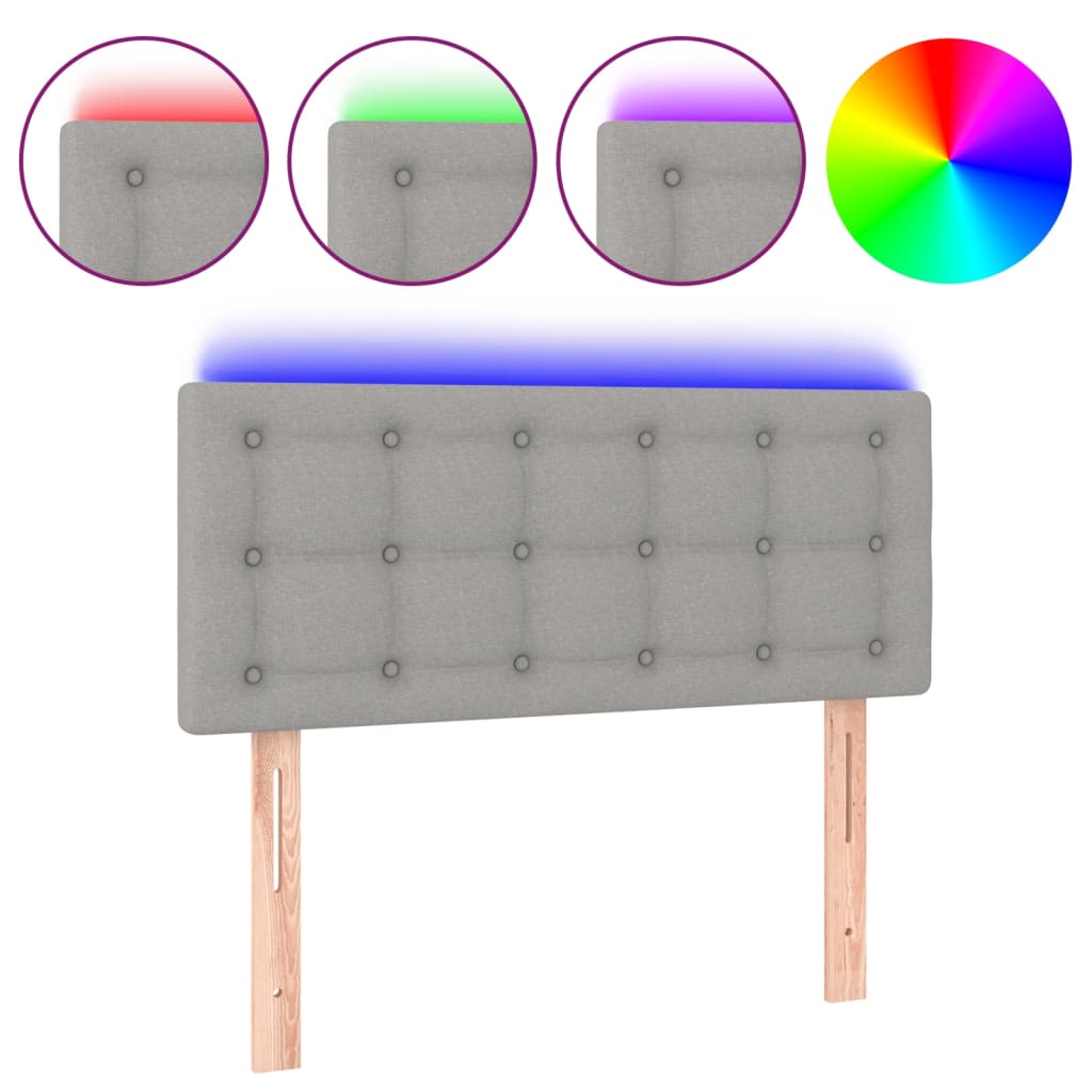 Tăblie de pat cu LED, gri deschis, 100x5x78/88 cm, textil GartenMobel Dekor