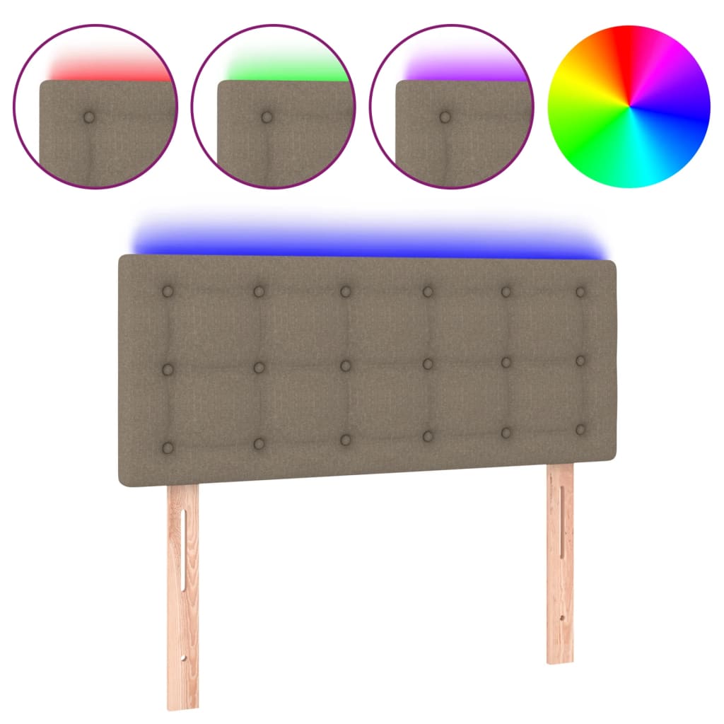 Tăblie de pat cu LED, gri taupe, 100x5x78/88 cm, textil GartenMobel Dekor