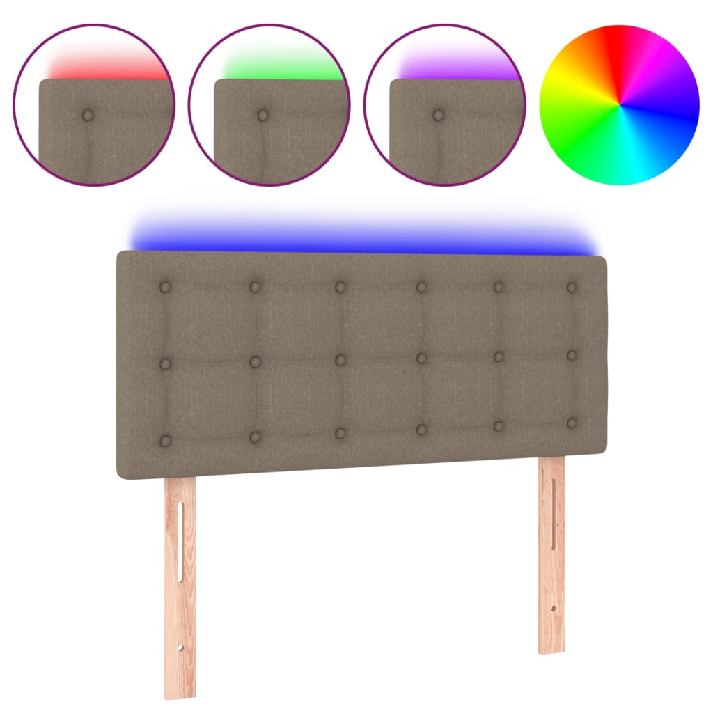 Tăblie de pat cu LED, gri taupe, 80x5x78/88 cm, textil GartenMobel Dekor