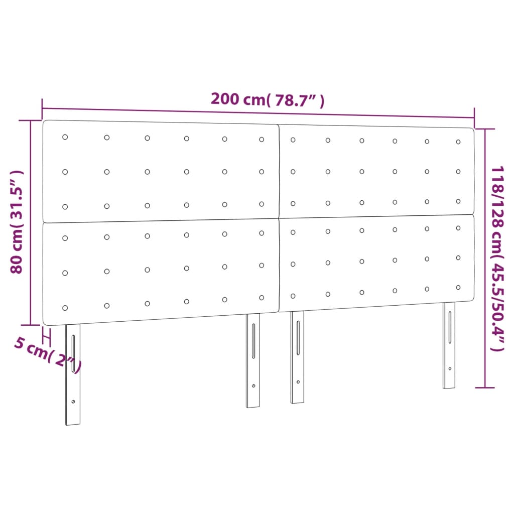 Tăblie de pat cu LED, gri deschis, 200x5x118/128 cm, catifea GartenMobel Dekor
