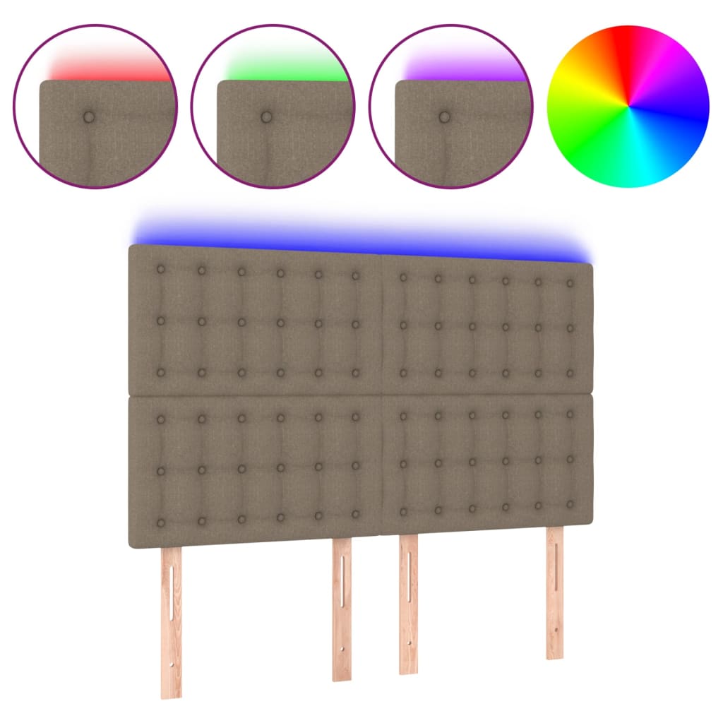 Tăblie de pat cu LED, gri taupe, 144x5x118/128 cm, textil GartenMobel Dekor