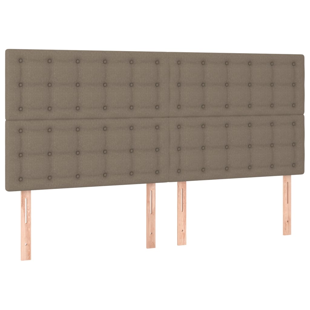 Tăblie de pat cu LED, gri taupe, 200x5x118/128 cm, textil GartenMobel Dekor