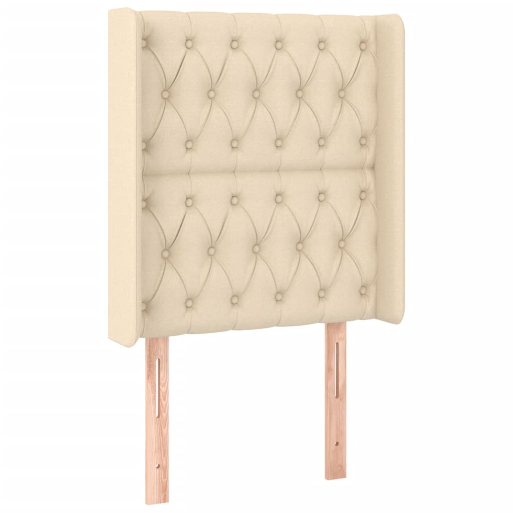 Tăblie de pat cu LED, crem, 83x16x118/128 cm, textil GartenMobel Dekor