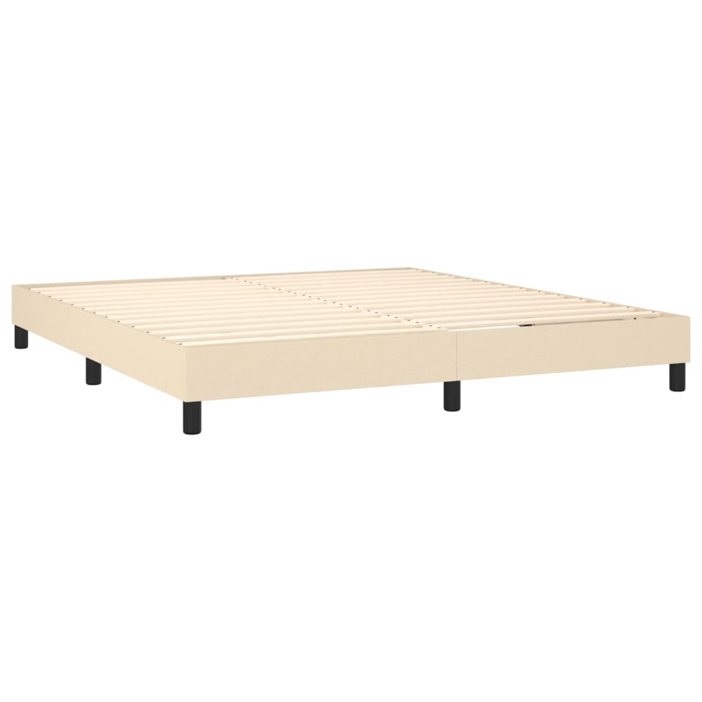 Pat box spring cu saltea, crem, 160x200 cm, material textil GartenMobel Dekor