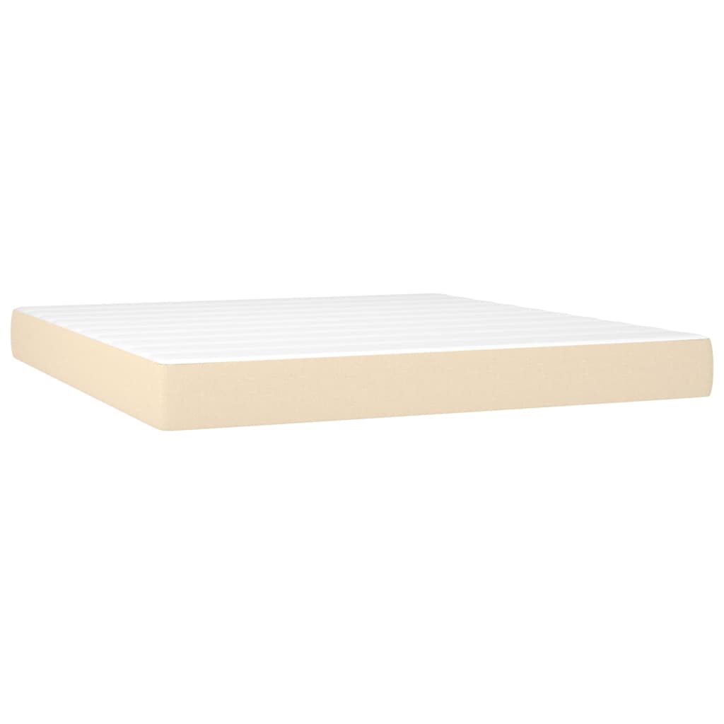 Pat box spring cu saltea, crem, 160x200 cm, material textil GartenMobel Dekor