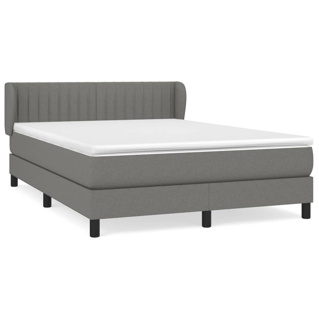 Pat box spring cu saltea, gri închis, 140x190 cm, textil GartenMobel Dekor