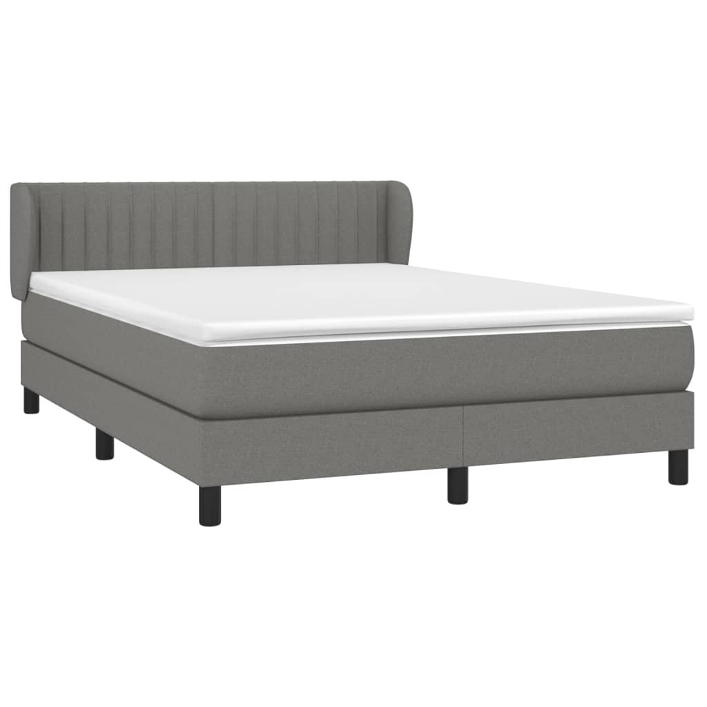 Pat box spring cu saltea, gri închis, 140x190 cm, textil GartenMobel Dekor