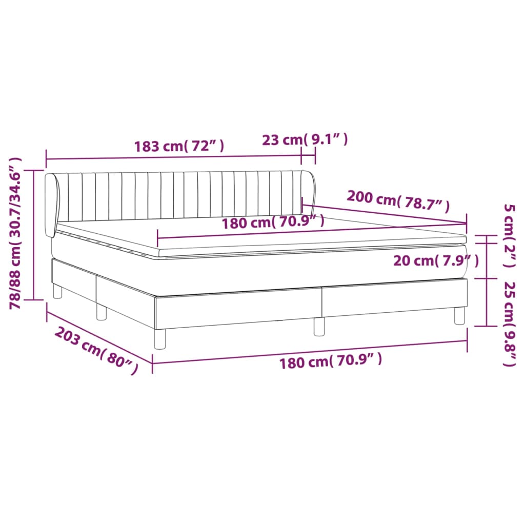 Pat box spring cu saltea, gri închis, 180x200 cm, textil GartenMobel Dekor