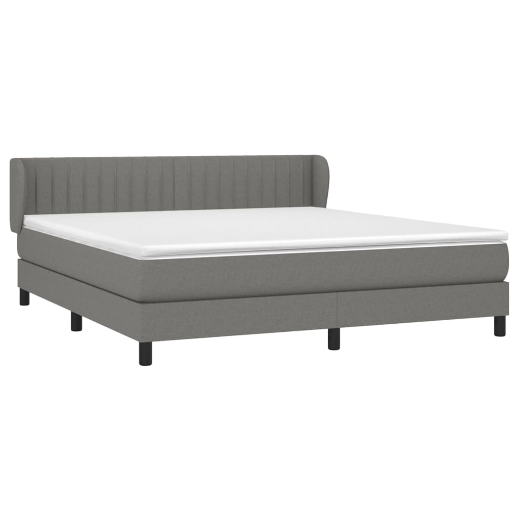 Pat box spring cu saltea, gri închis, 180x200 cm, textil GartenMobel Dekor