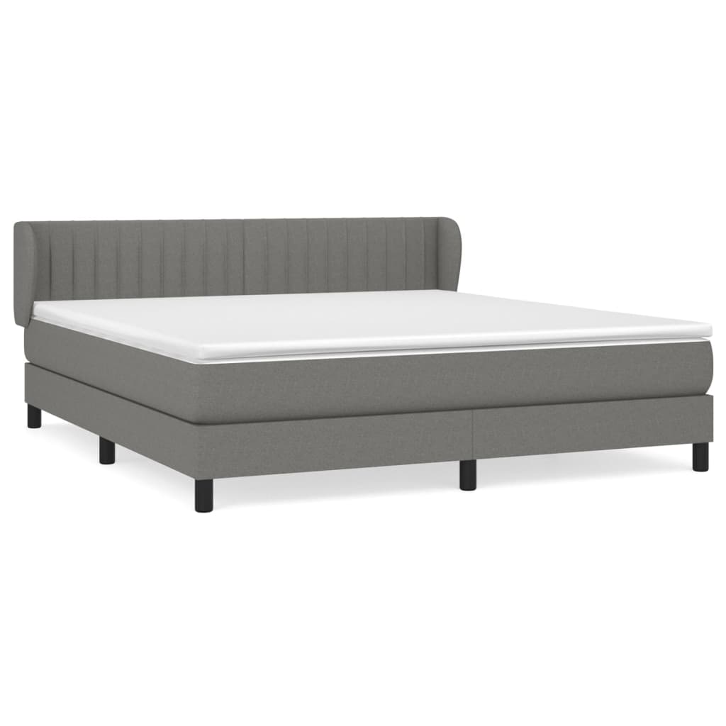 Pat box spring cu saltea, gri închis, 180x200 cm, textil GartenMobel Dekor