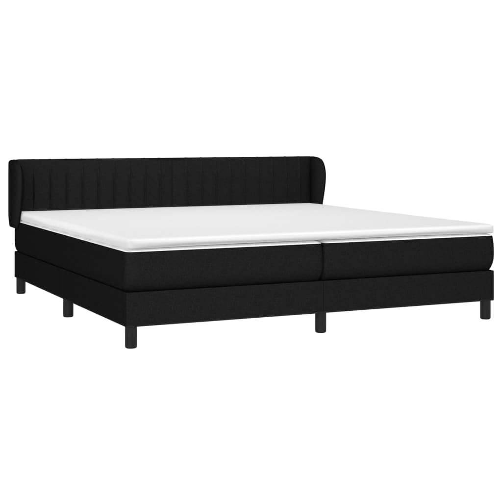Pat box spring cu saltea, negru, 200x200 cm, textil GartenMobel Dekor