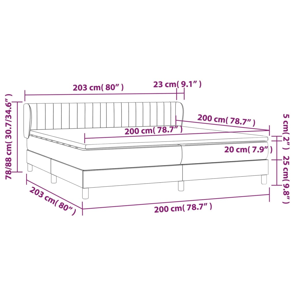 Pat box spring cu saltea, negru, 200x200 cm, textil GartenMobel Dekor