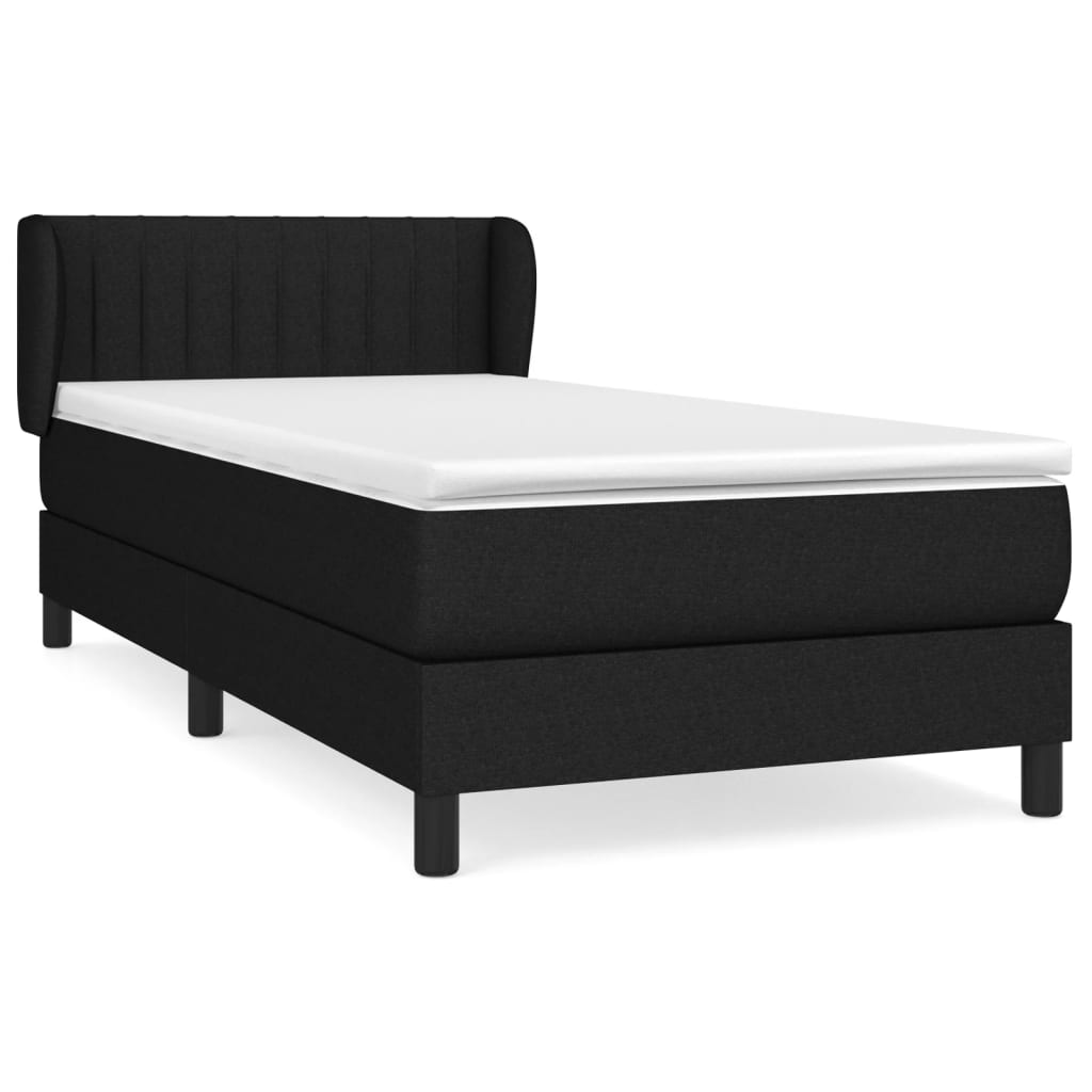 Pat box spring cu saltea, negru, 90x200 cm, textil GartenMobel Dekor