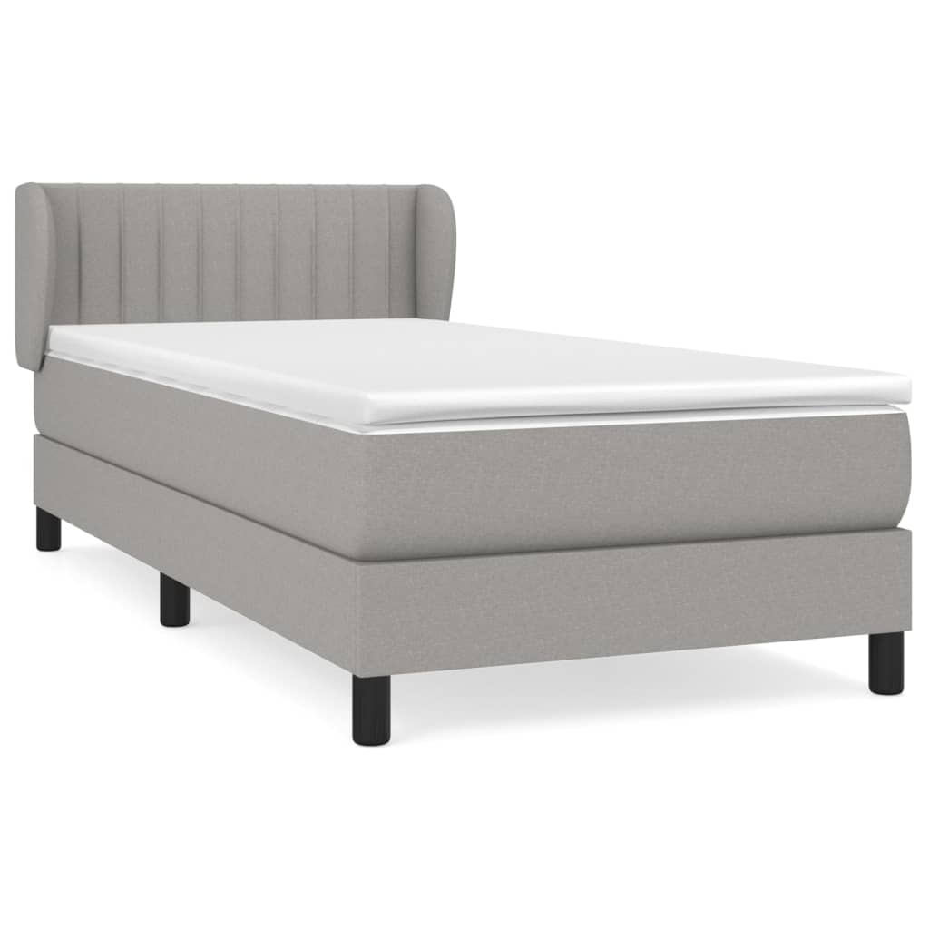 Pat continental cu saltea, gri deschis, 80x200 cm, textil GartenMobel Dekor