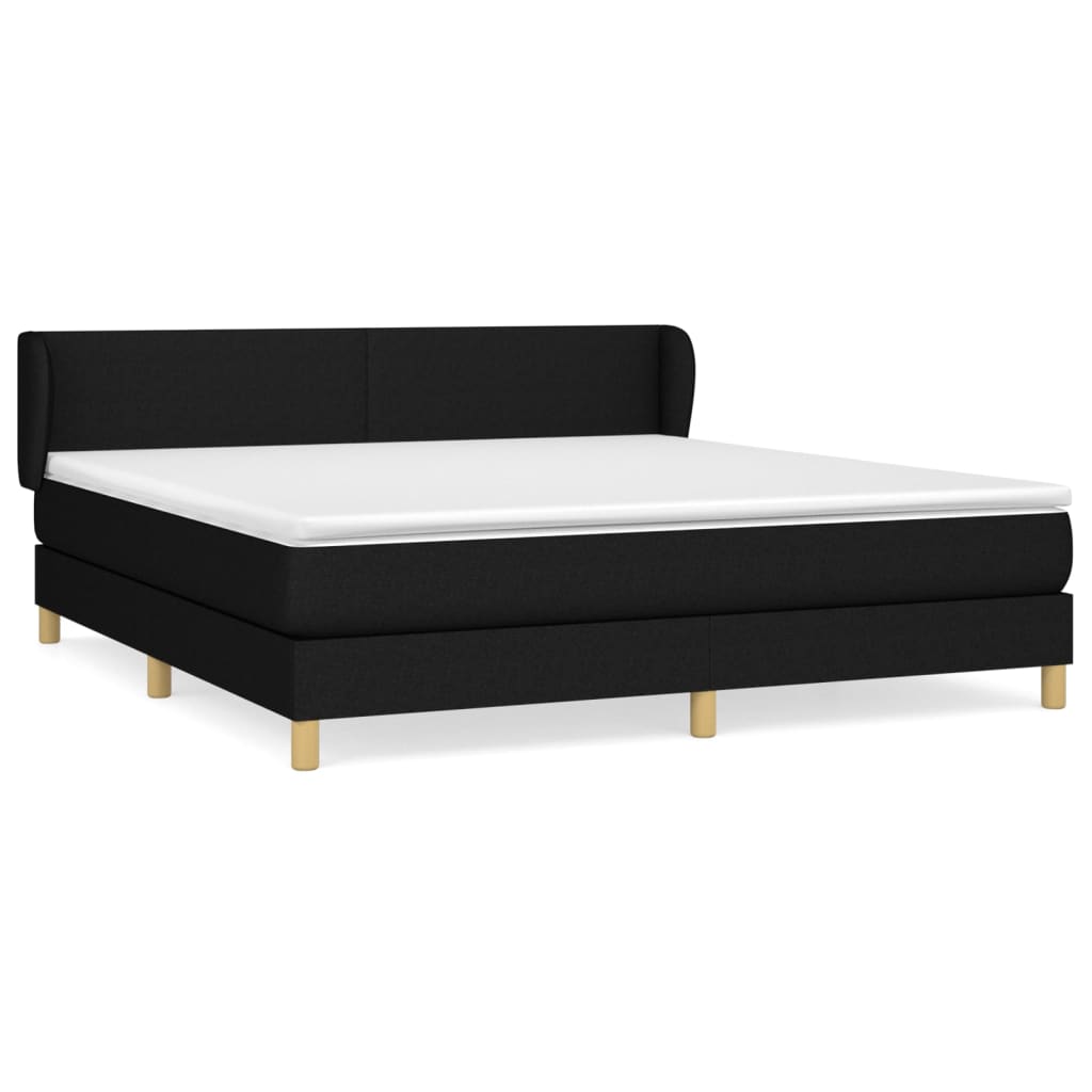 Pat box spring cu saltea, negru, 180x200 cm, catifea GartenMobel Dekor