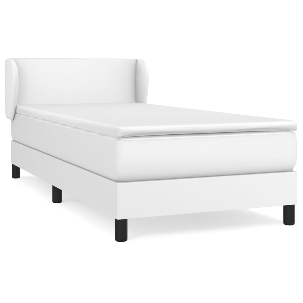 Pat box spring cu saltea, alb, 100x200 cm, piele ecologică GartenMobel Dekor
