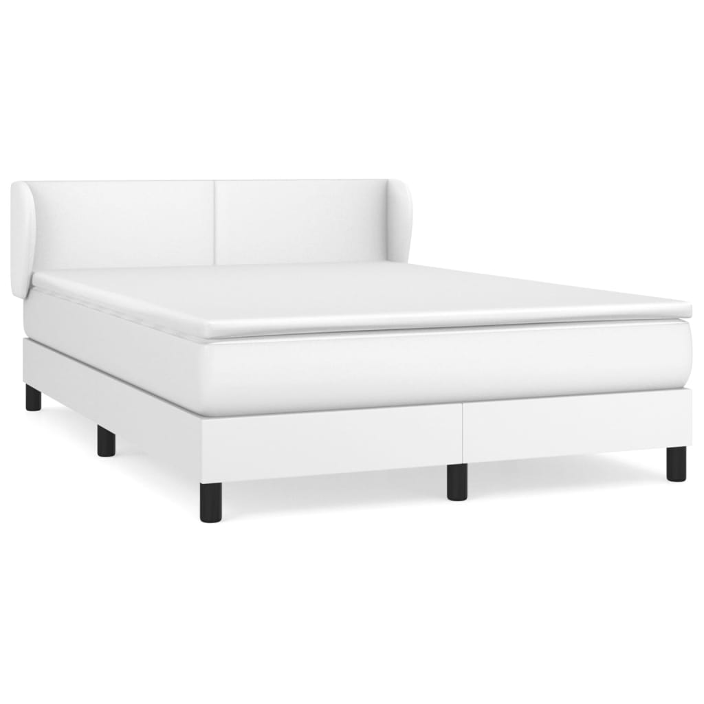 Pat box spring cu saltea, alb, 140x190 cm, piele ecologică GartenMobel Dekor