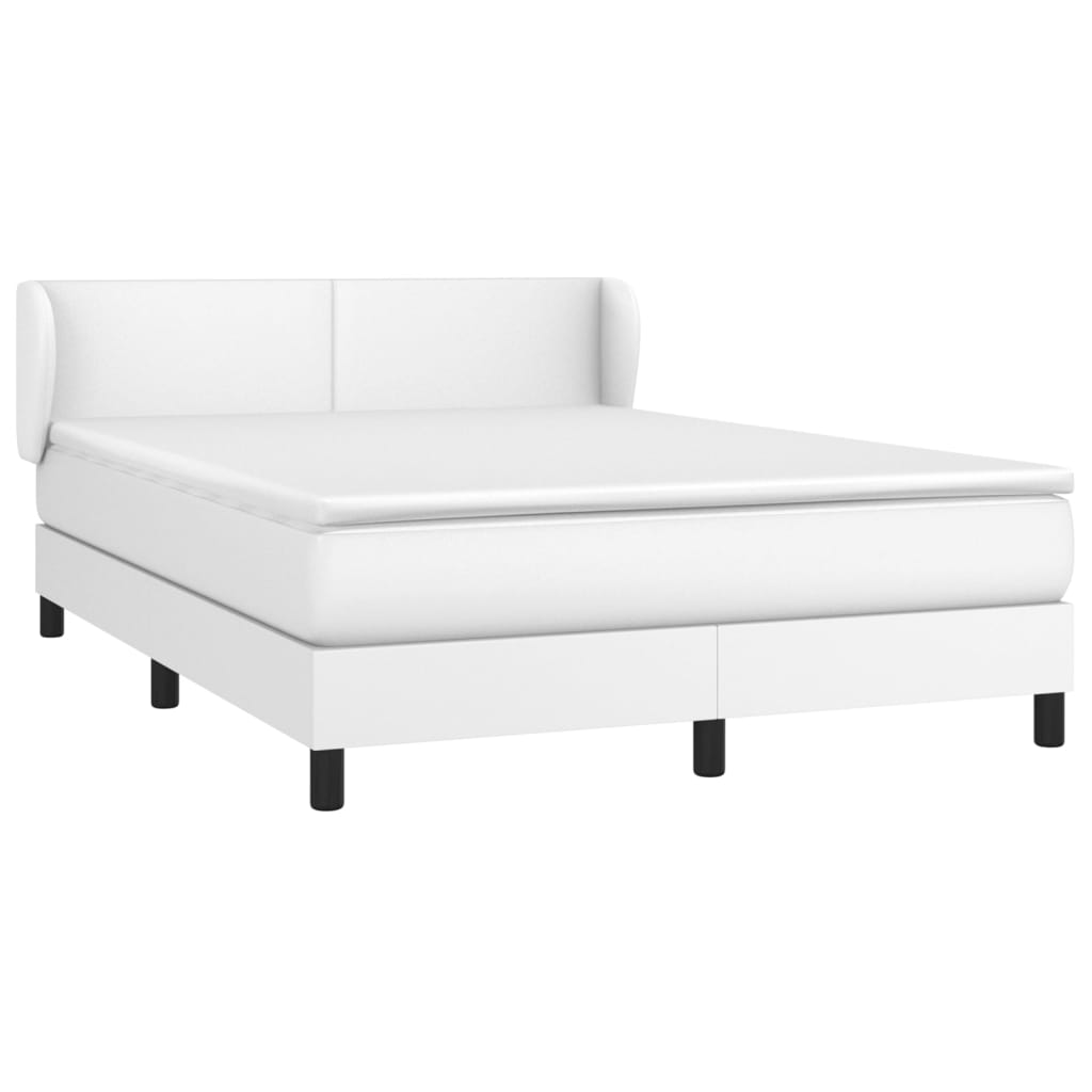 Pat box spring cu saltea, alb, 140x190 cm, piele ecologică GartenMobel Dekor