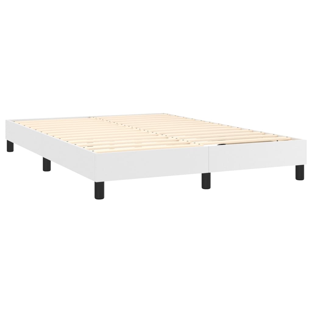 Pat box spring cu saltea, alb, 140x190 cm, piele ecologică GartenMobel Dekor