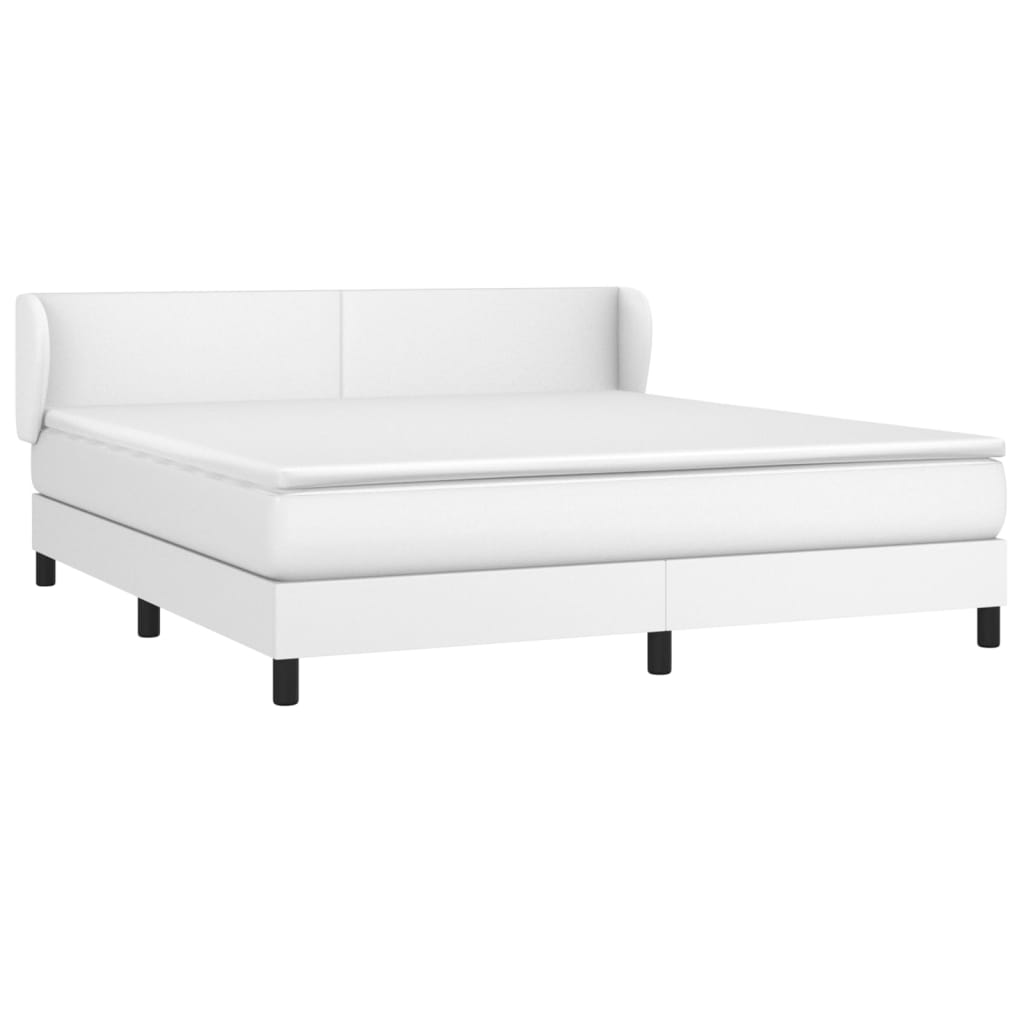 Pat box spring cu saltea, alb, 180x200 cm, piele ecologică GartenMobel Dekor
