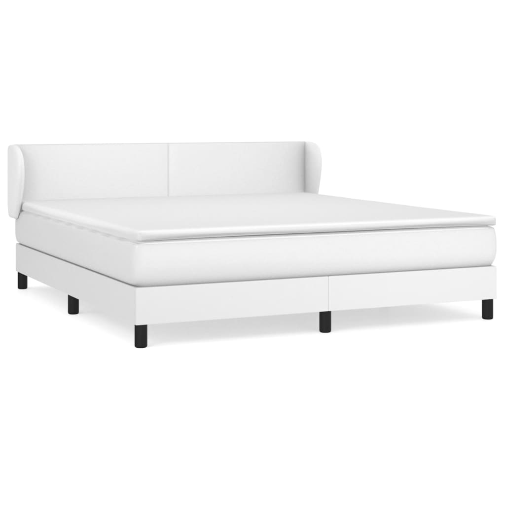 Pat box spring cu saltea, alb, 180x200 cm, piele ecologică GartenMobel Dekor
