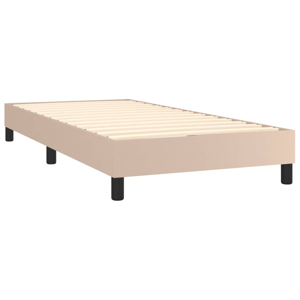 Pat box spring cu saltea, cappuccino, 100x200cm piele ecologică GartenMobel Dekor
