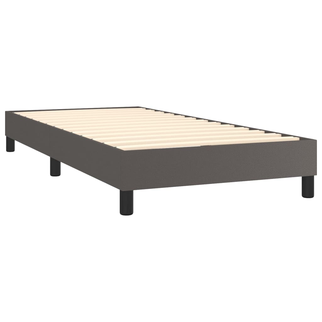 Pat box spring cu saltea, gri, 100x200 cm, piele ecologică GartenMobel Dekor