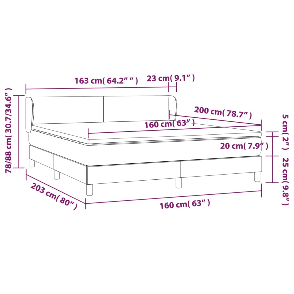 Pat box spring cu saltea, negru, 160x200 cm, piele ecologică GartenMobel Dekor