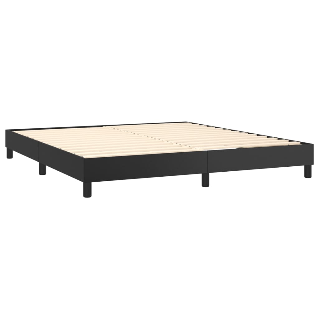 Pat box spring cu saltea, negru, 160x200 cm, piele ecologică GartenMobel Dekor