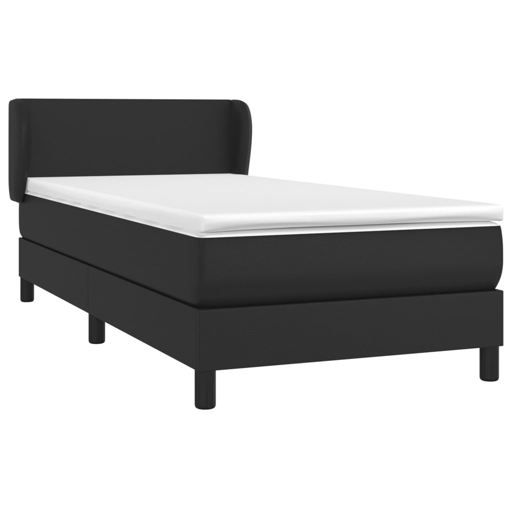 Pat box spring cu saltea, negru, 90x190 cm, piele ecologică GartenMobel Dekor