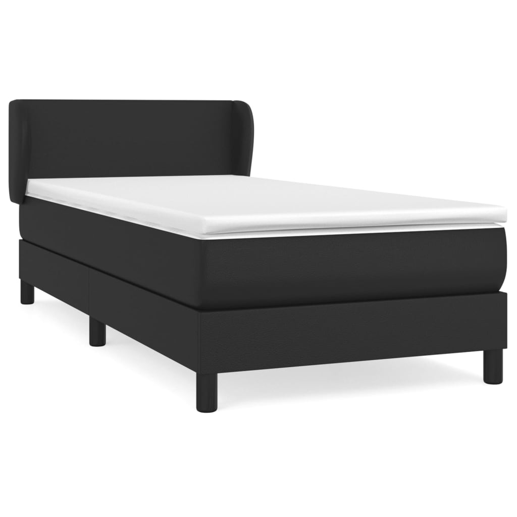 Pat box spring cu saltea, negru, 90x190 cm, piele ecologică GartenMobel Dekor