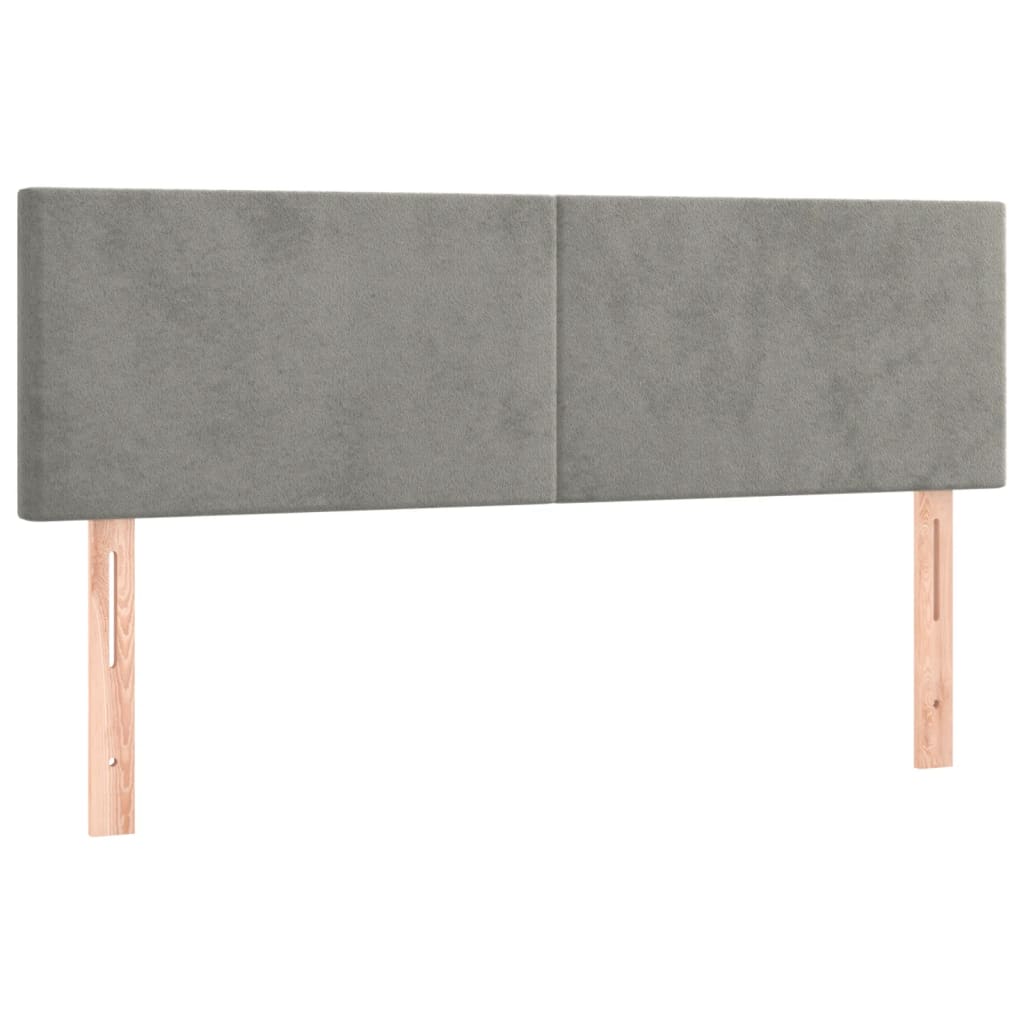 Pat box spring cu saltea, gri deschis, 140x190 cm, catifea GartenMobel Dekor