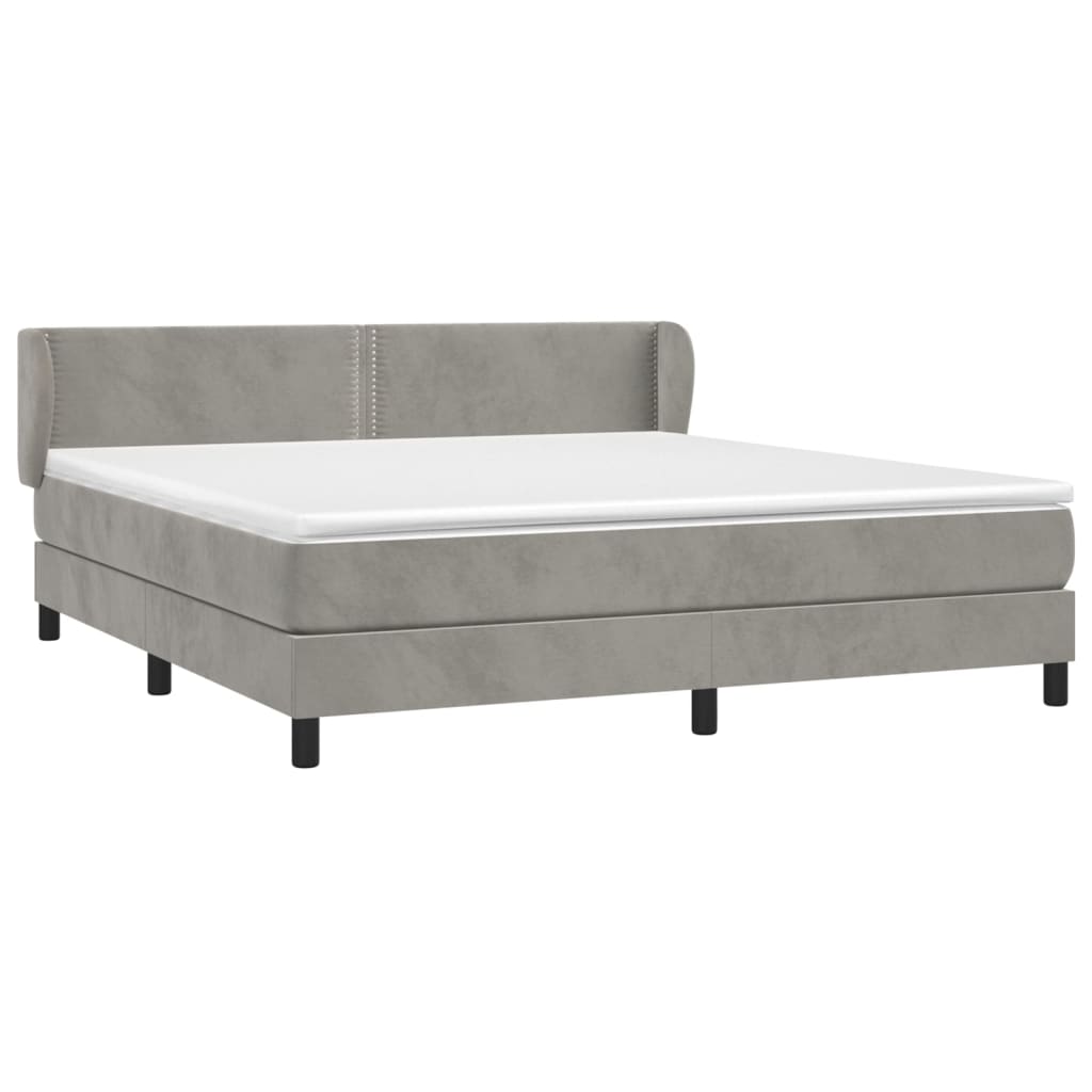 Pat box spring cu saltea, gri deschis, 180x200 cm, catifea GartenMobel Dekor