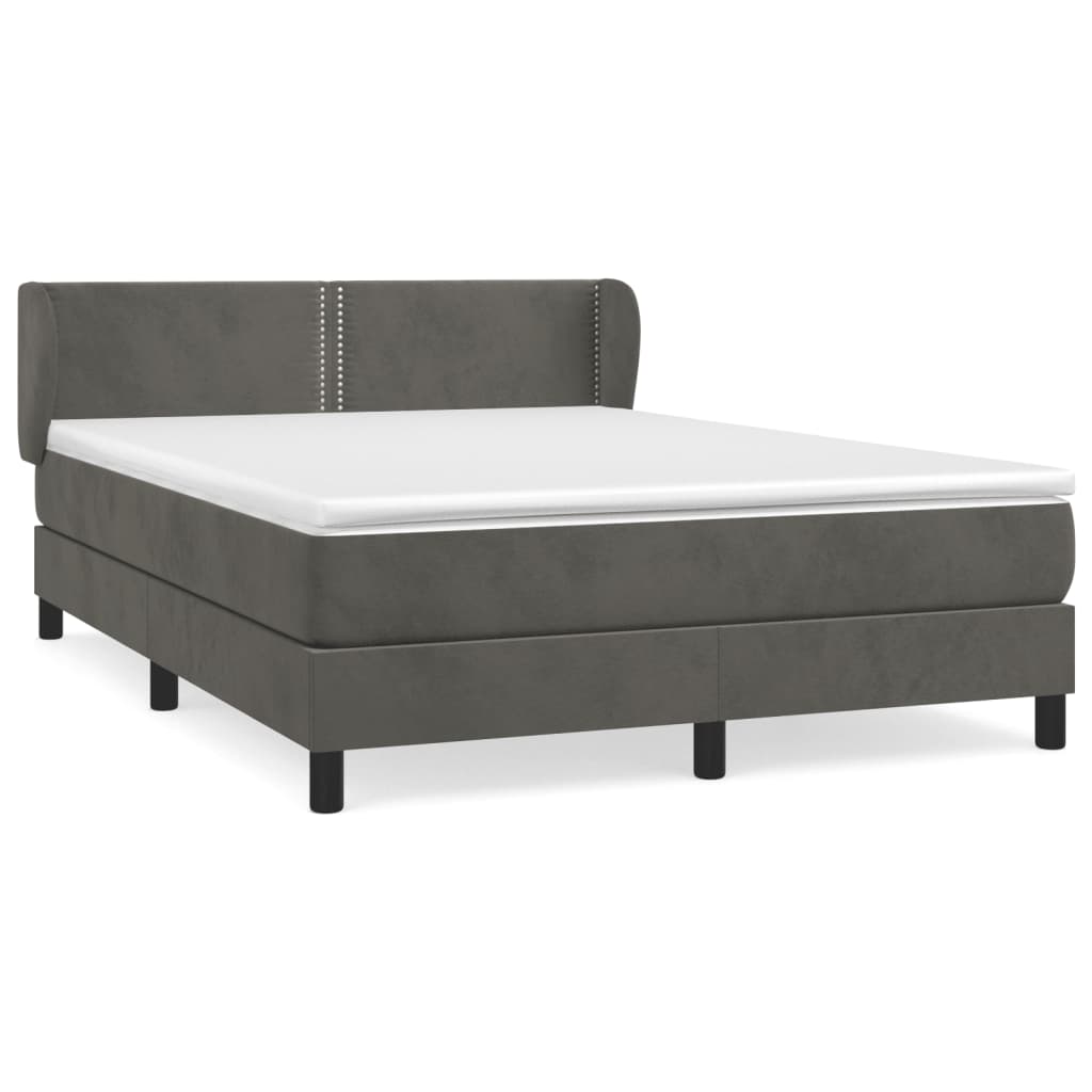 Pat box spring cu saltea, gri închis, 140x190 cm, catifea GartenMobel Dekor