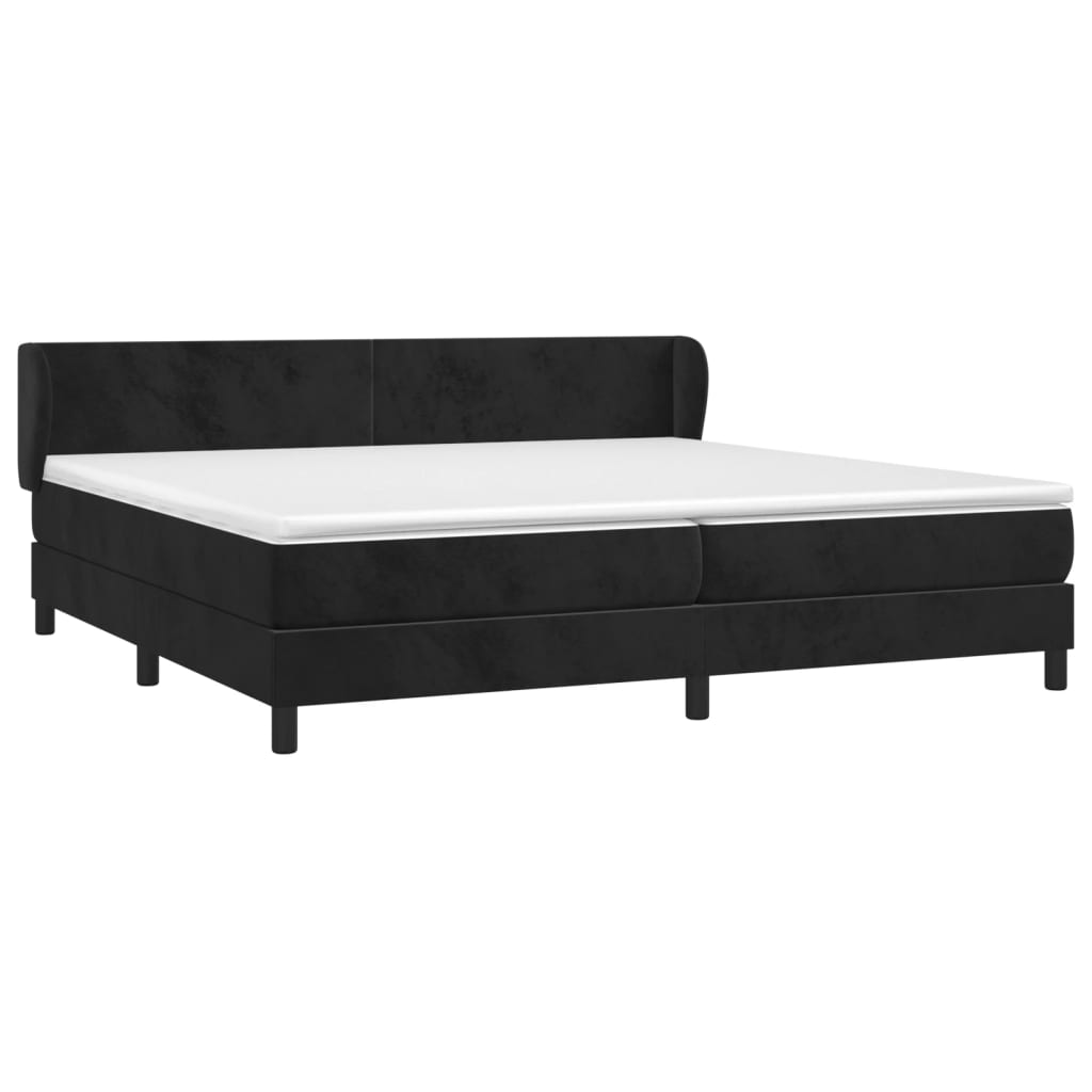 Pat box spring cu saltea, negru, 200x200 cm, catifea GartenMobel Dekor