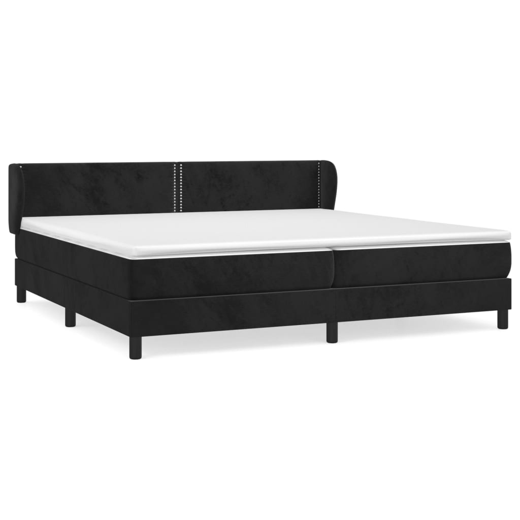 Pat box spring cu saltea, negru, 200x200 cm, catifea GartenMobel Dekor