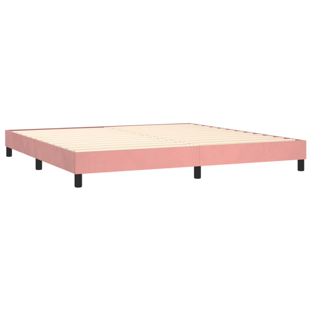 Pat box spring cu saltea, roz, 200x200 cm, catifea GartenMobel Dekor