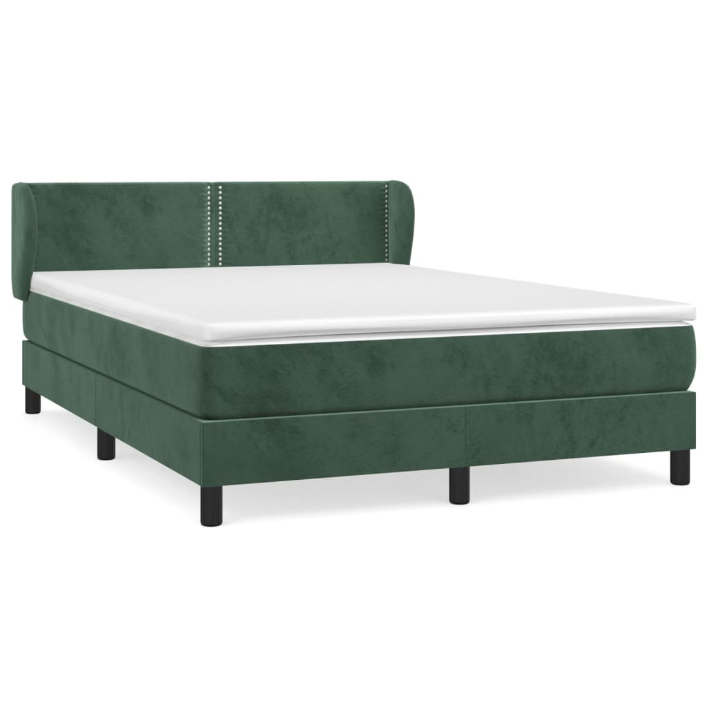 Pat box spring cu saltea, verde închis, 140x200 cm, catifea GartenMobel Dekor