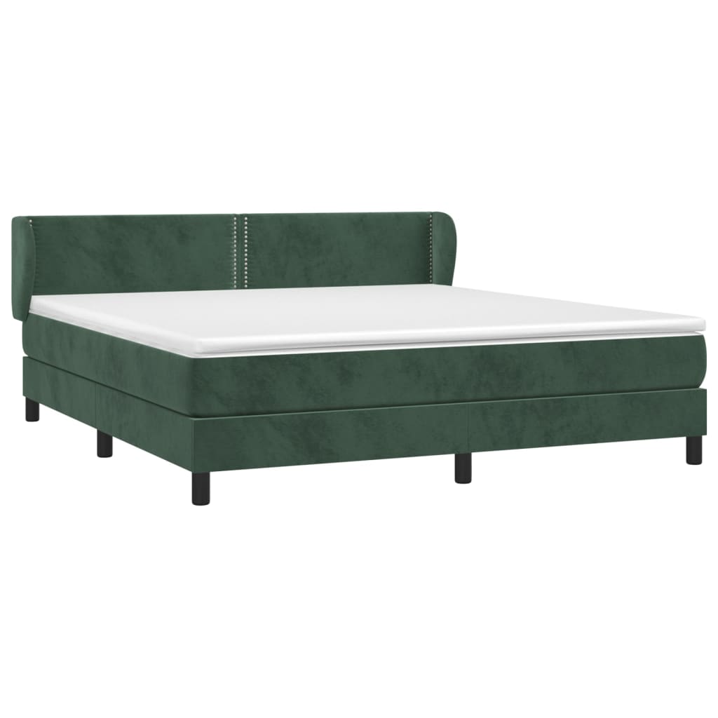 Pat box spring cu saltea, verde închis, 180x200 cm, catifea GartenMobel Dekor