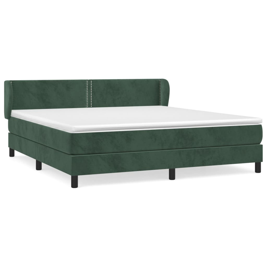 Pat box spring cu saltea, verde închis, 180x200 cm, catifea GartenMobel Dekor