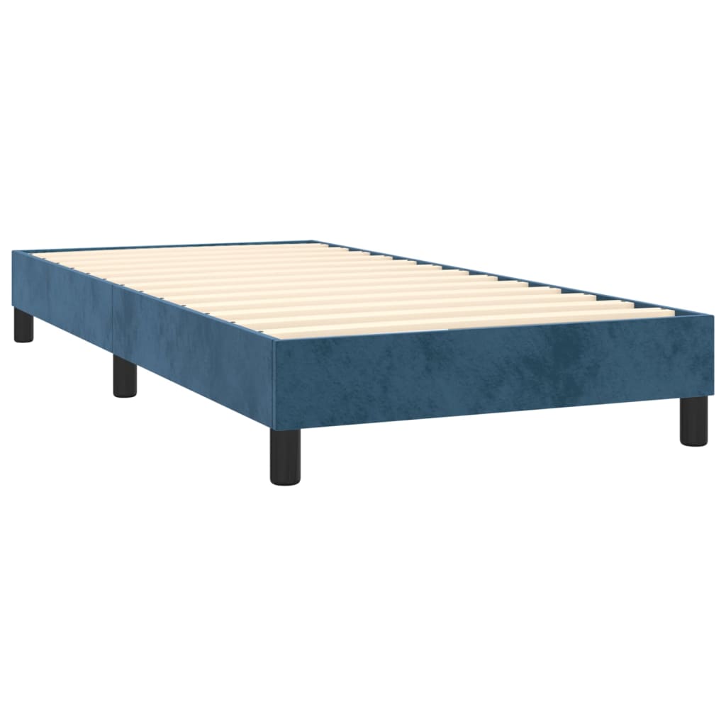 Pat box spring cu saltea, albastru închis, 100x200 cm, catifea GartenMobel Dekor