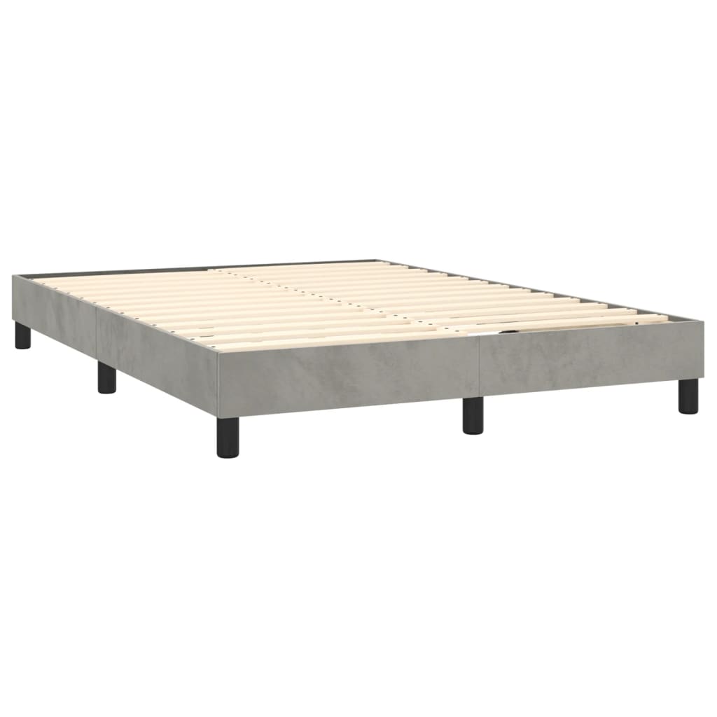 Pat box spring cu saltea, gri deschis, 140x200 cm, catifea GartenMobel Dekor